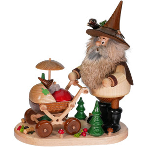 Räuchermann Wichtel mit Kinderwagen - 26 cm