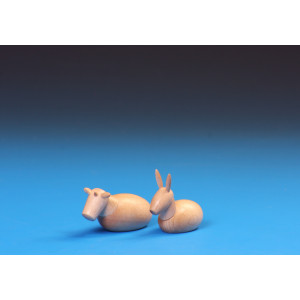 Schalling Krippenfiguren Ochse & Esel, klein, natur