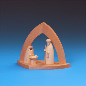 Bogenkrippe natur mit Heiliger Familie