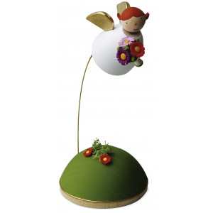 Schutzengel mit Blume schwebend am Ständer