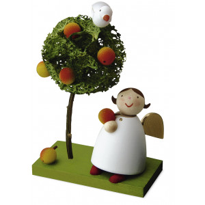 Schutzengel mit Apfel und Apfelbäumchen