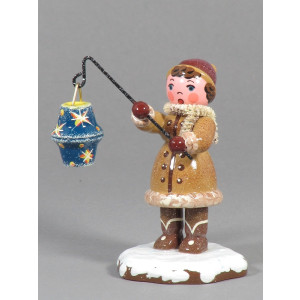 Winterkinder Mädchen mit Sternhimmellampion
