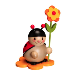 Marienkäfer mit Blüte links