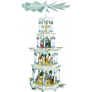 Pyramide Christi Geburt 4-stöckig weiß
