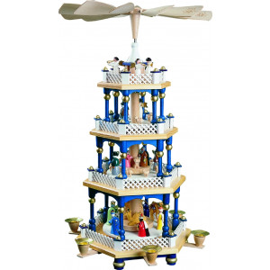 Pyramide Christi Geburt 3-stöckig, blau