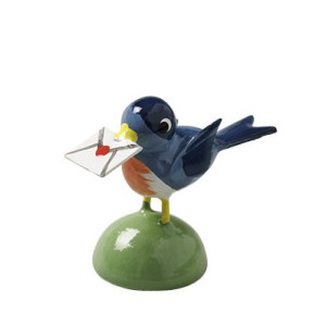 Vogel mit Brief, blau