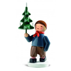 Winterkinder Junge mit Baum