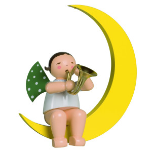 Engel mit Waldhorn im Mond, gross - Auslaufartikel