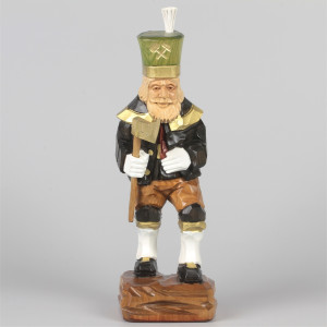 Geschnitzter Bergmann, farbig, Haar natur, Hut grün, 25 cm
