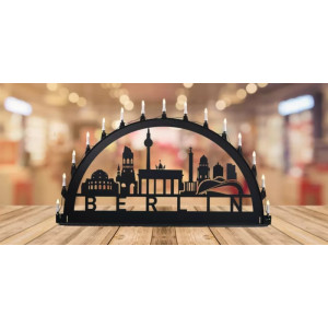 LED Metall Außenschwibbogen Stadtmotiv Berlin 1,50 x 0,75 Meter