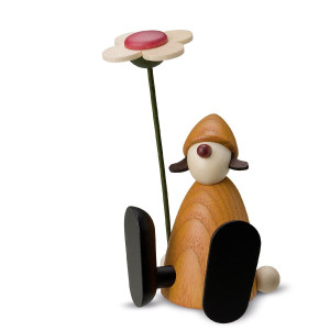 Gratulantin Lotta mit Blume sitzend, gelb