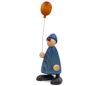 Gratulant Linus mit gelbem Luftballon, groß, blau, 17 cm