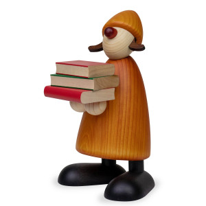 Gratulantin Lilly mit Büchern, gelb, 17 cm