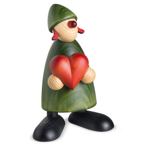 Gratulantin Thea mit Herz, grün, 17 cm