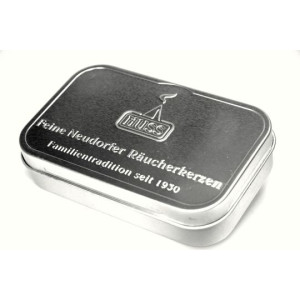 Blechdose klein mit 20 Räucherkerzen und Streichhölzer