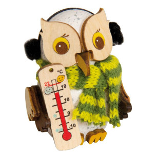 Mini Eule mit Thermometer - Auslaufartikel