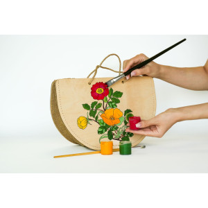 Holztasche Tragetasche zum selbst Bemalen Blumenmotiv