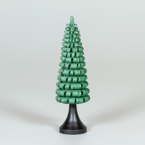 Erzgebirgischer Spanbaum Ringelbaum mit Stamm grün - 12 cm