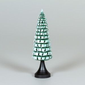Erzgebirgischer Spanbaum Ringelbaum mit Stamm grün/weiß - 12 cm