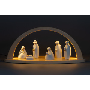LED-Lichterbogen mit Björn Köhler Krippe Figuren weiß