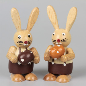 Osterhasen-Paar (Eier Brauntöne) aus dem Erzgebirge