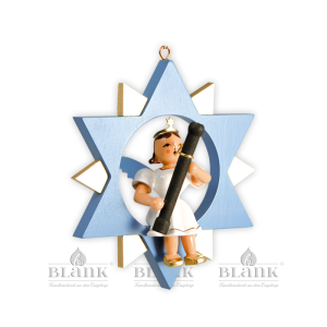 Engel sitzend mit Fagott im Stern - farbig