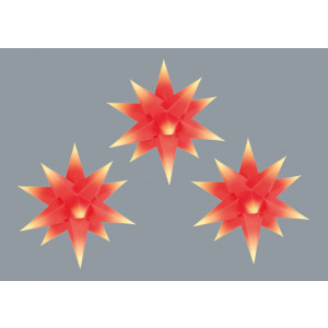 Erzgebirgische Adventssterne, rot mit gelben Spitzen, 3-teilig