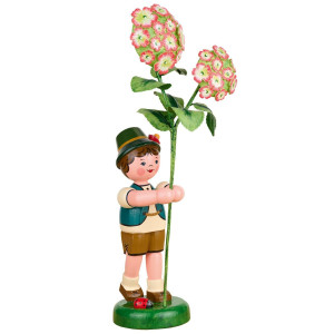 Blumenkind Junge mit Hortensie - 24 cm