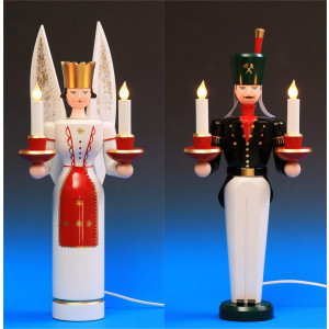 Lichterengel und Lichterbergmann farbig, 49 cm, elektrisch