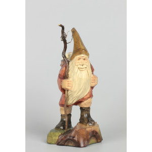 Geschnitzter Zwerg farbig, 14 cm