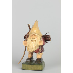 Geschnitzter Zwerg farbig, 14 cm
