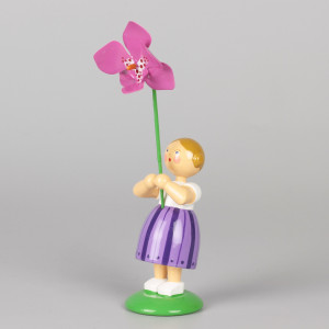 Blumenkind Mädchen mit pinkfarbener Orchidee