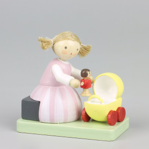 Mädchen mit Puppe und Puppenwagen - Auslaufartikel
