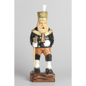 Geschnitzter Räuchermann Bergmann, farbig, Haar natur, Hut grün, 25 cm
