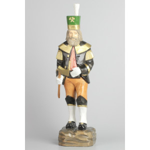 Geschnitzter Bergmann, farbig, Haar farbig, Hut grün, 34 cm