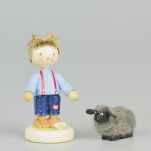 Junge mit schwarzem Schaf