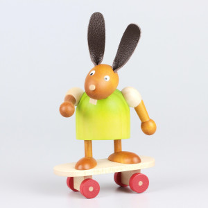 Hase mit Skateboard, grün, 7 cm