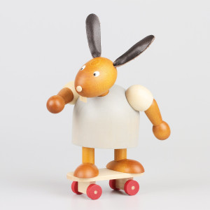 Hase mit Skateboard, grau, 11 cm
