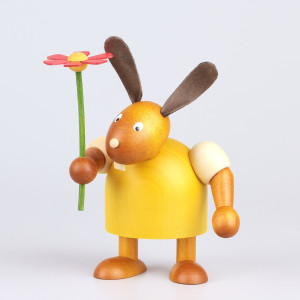 Hase mit Blume, gelb, 11 cm