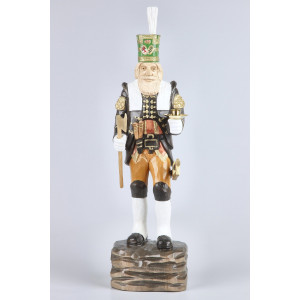 Geschnitzter Bergmann mit Messing-Kerzenhalter, farbig, Haar natur, Exklusiv - 47 cm