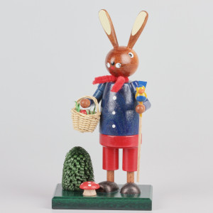 Osterhase mit Eierkorb und Vögelchen - 16 cm