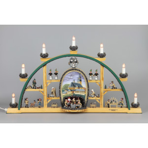 Schwibbogen Schneeberg St. Wolfgang Kirche buntes Bild