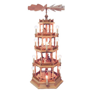 Pyramide Christi Geburt, 4-stöckig, elektrisch, natur