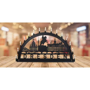 LED Metall Außenschwibbogen Stadtmotiv Dresden 1,50 x 0,75 Meter