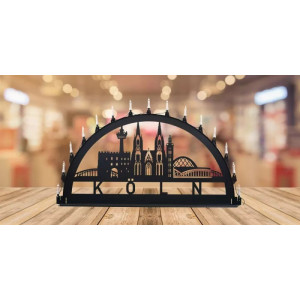 LED Metall Außenschwibbogen Stadtmotiv Köln 1,50 x 0,75 Meter