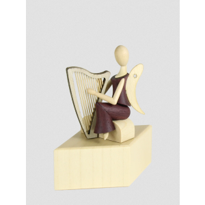 Sternkopf-Engel aus Amaranth klein mit Harfe auf Sockel