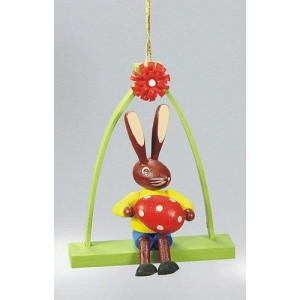 Baumbehang Sitzender Hase im Bogen, gelb, einteilig - Abverkauf