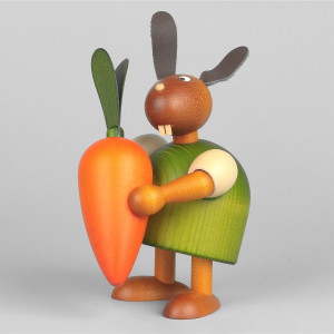 Hase mit Möhre grün, 11 cm