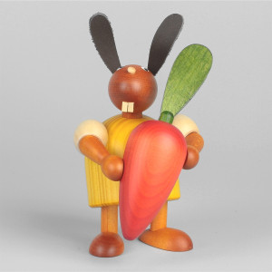 Hase mit Möhre, gelb, 11 cm