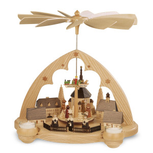 Teelicht-Pyramide Seiffener Dorf Spitzbogen